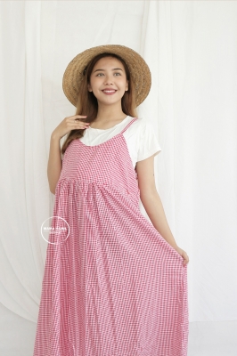 Diana Dress Overall Baju Hamil Menyusui 2in1 Set Inner - DRO 1013 Pink